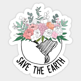 Save The Earth One Line Art Flowers Sticker